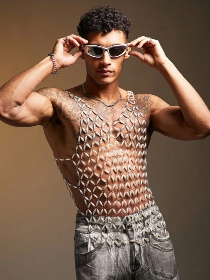 Men's Pearl Chain Hollow Sexy Tank Top